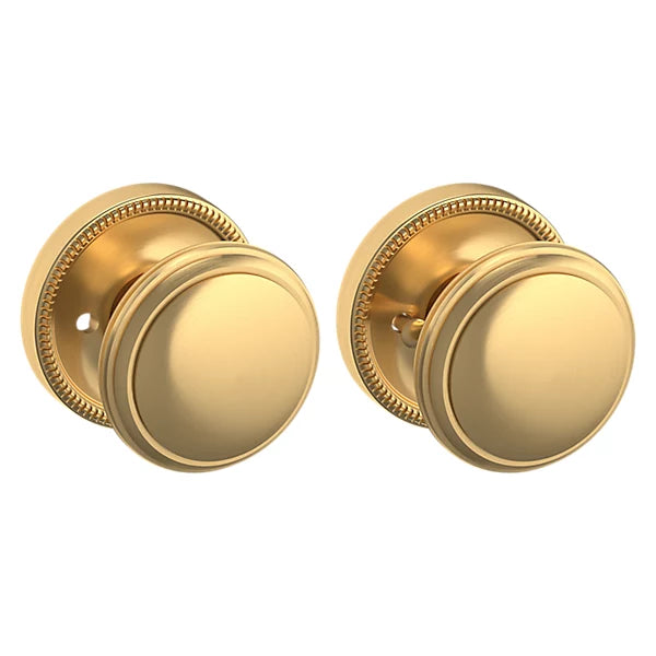 Baldwin Estate 5069 Privacy Knob with 5076 Rose in Lifetime Satin Brass finish