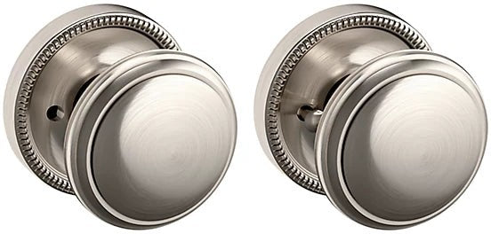 Baldwin Estate 5069 Privacy Knob with 5076 Rosette in Lifetime Satin Nickel finish