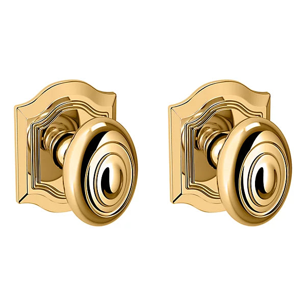 Baldwin Estate 5077 Bethpage Full Dummy Knob with R027 Rose in Lifetime Polished Brass finish