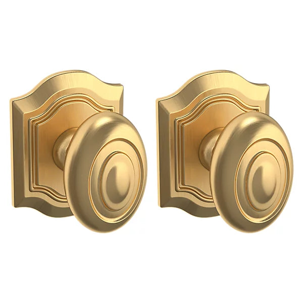 Baldwin Estate 5077 Bethpage Full Dummy Knob with R027 Rose in Lifetime Satin Brass finish