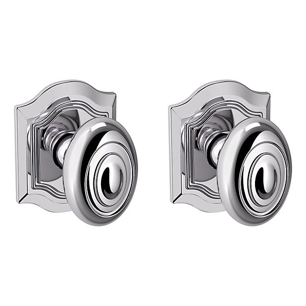 Baldwin Estate 5077 Bethpage Full Dummy Knob with R027 Rose in Polished Chrome finish