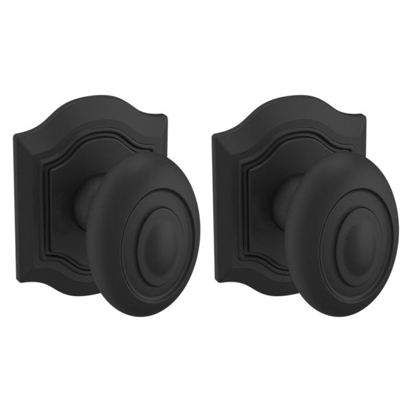 Baldwin Estate 5077 Bethpage Full Dummy Knob with R027 Rose in Satin Black finish