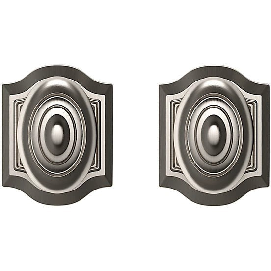 Baldwin Estate 5077 Bethpage Full Dummy Knob with R027 Rosette in Lifetime Satin Nickel finish