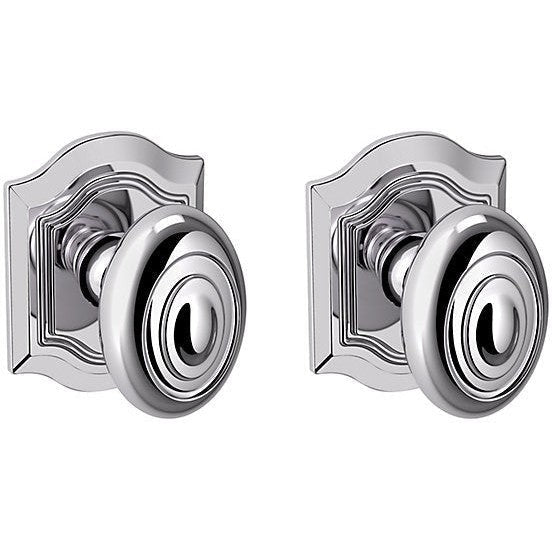 Baldwin Estate 5077 Bethpage Full Dummy Knob with R027 Rosette in Polished Chrome finish