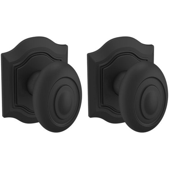 Baldwin Estate 5077 Bethpage Full Dummy Knob with R027 Rosette in Satin Black finish