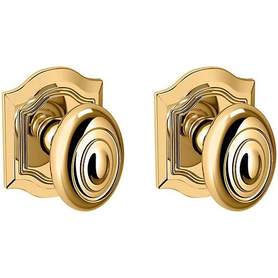 Baldwin Estate 5077 Bethpage Full Dummy Knob with R027 Rosette in Unlacquered Brass finish