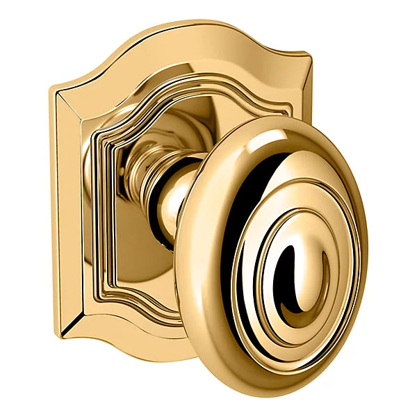 Baldwin Estate 5077 Bethpage Half Dummy Knob with R027 Rose in Lifetime Polished Brass finish