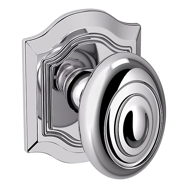 Baldwin Estate 5077 Bethpage Half Dummy Knob with R027 Rose in Polished Chrome finish