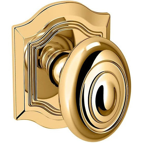 Baldwin Estate 5077 Bethpage Half Dummy Knob with R027 Rosette in Lifetime Polished Brass finish