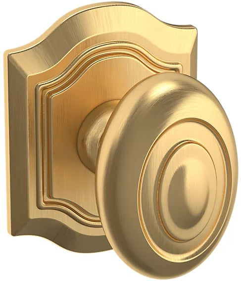 Baldwin Estate 5077 Bethpage Half Dummy Knob with R027 Rosette in Lifetime Satin Brass finish