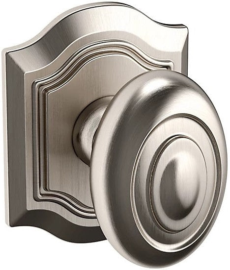 Baldwin Estate 5077 Bethpage Half Dummy Knob with R027 Rosette in Lifetime Satin Nickel finish