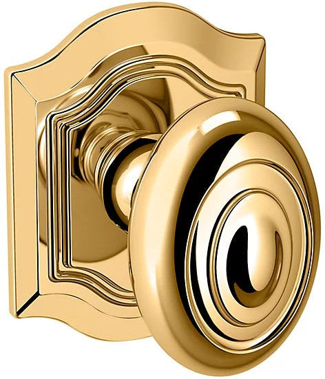 Baldwin Estate 5077 Bethpage Half Dummy Knob with R027 Rosette in Unlacquered Brass finish