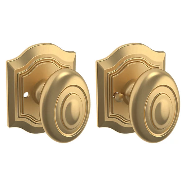 Baldwin Estate 5077 Bethpage Privacy Knob with R027 Rose in Vintage Brass finish