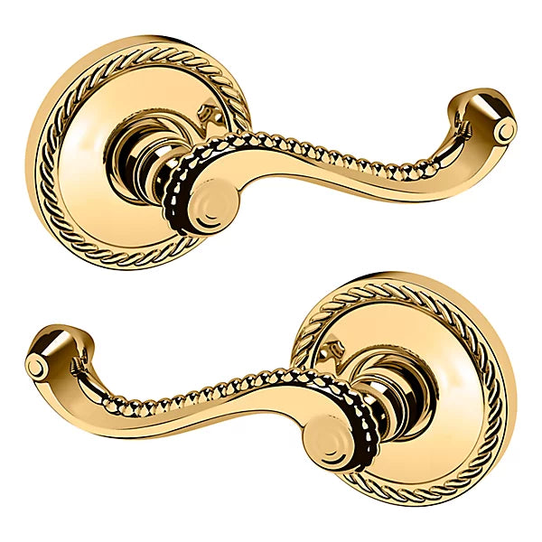 Baldwin Estate 5104 Full Dummy Lever with 5004 Rose in Lifetime Polished Brass finish