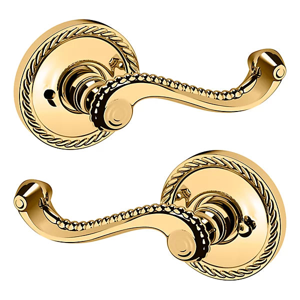 Baldwin Estate 5104 Privacy Lever with 5004 Rose in Lifetime Polished Brass finish