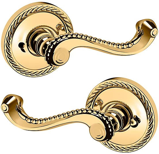 Baldwin Estate 5104 Privacy Lever with 5004 Rosette in Lifetime Polished Brass finish