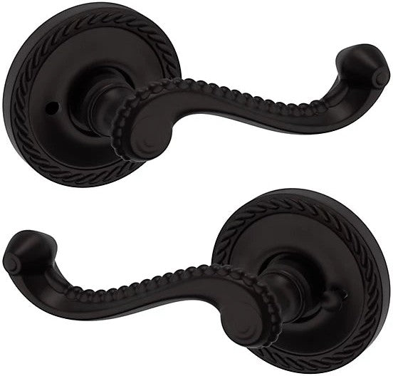 Baldwin Estate 5104 Privacy Lever with 5004 Rosette in Oil Rubbed Bronze finish