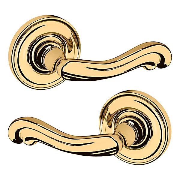 Baldwin Estate 5108 Full Dummy Lever with 5048 Rose in Lifetime Polished Brass finish