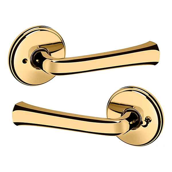 Baldwin Estate 5112 Privacy Lever with 5075 Rose in Lifetime Polished Brass finish