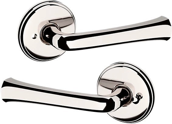 Baldwin Estate 5112 Privacy Lever with 5075 Rosette in Lifetime Polished Nickel finish