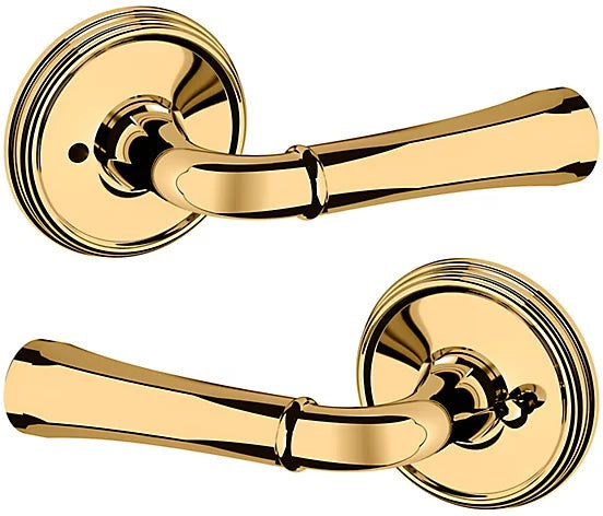 Baldwin Estate 5113 Privacy Lever with 5078 Rosette in Lifetime Polished Brass finish