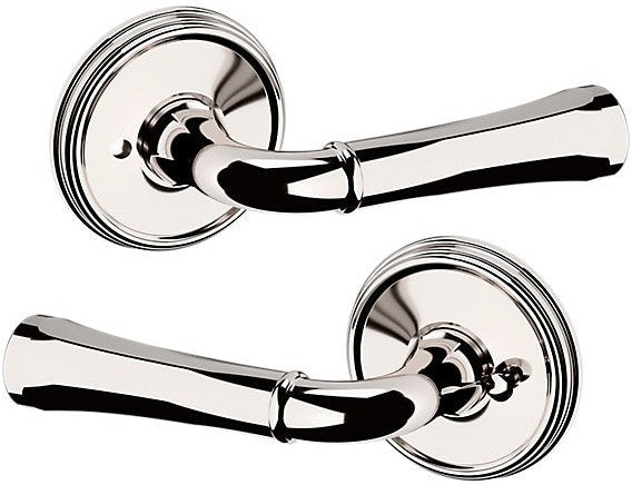 Baldwin Estate 5113 Privacy Lever with 5078 Rosette in Lifetime Polished Nickel finish