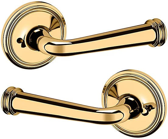 Baldwin Estate 5116 Privacy Lever with 5070 Rosette in Lifetime Polished Brass finish