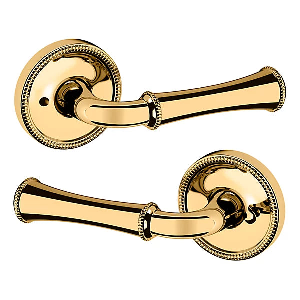 Baldwin Estate 5118 Privacy Lever with 5076 Rose in Lifetime Polished Brass finish