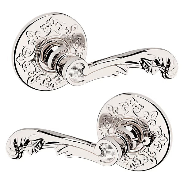 Baldwin Estate 5121 Privacy Lever with R012 Rose in Lifetime Polished Nickel finish