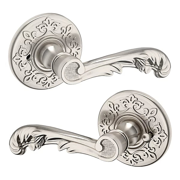 Baldwin Estate 5121 Privacy Lever with R012 Rose in Lifetime Satin Nickel finish