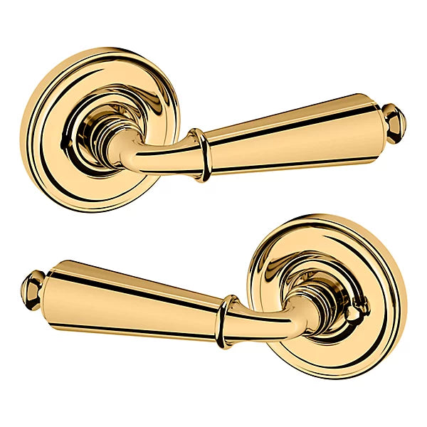 Baldwin Estate 5125 Privacy Lever with 5048 Rose in Unlacquered Brass finish