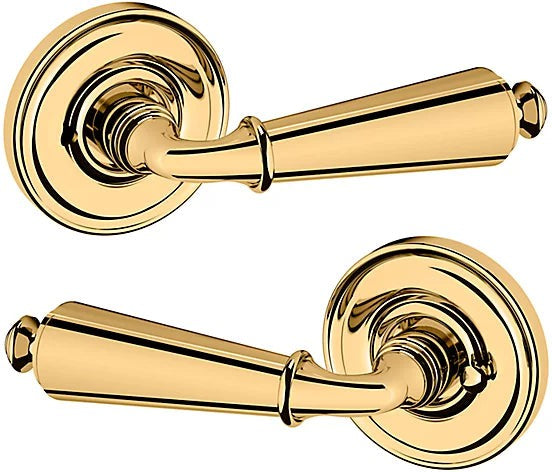 Baldwin Estate 5125 Privacy Lever with 5048 Rosette in Lifetime Polished Brass finish