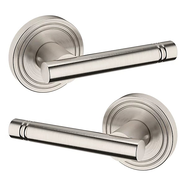 Baldwin Estate 5138 Passage Lever with 5047 Rose in Lifetime Satin Nickel finish