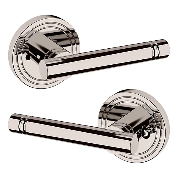 Baldwin Estate 5138 Privacy Lever with 5047 Rose in Lifetime Polished Nickel finish