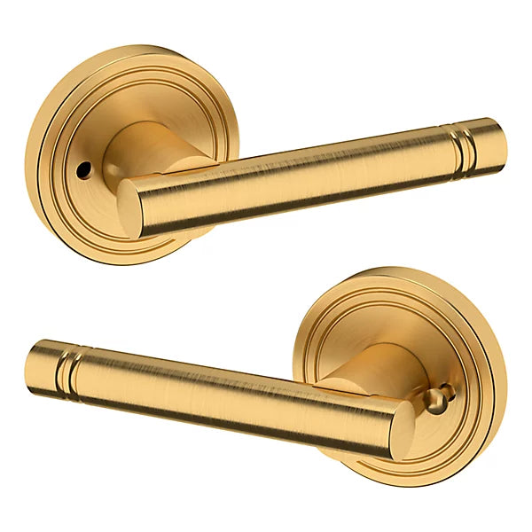 Baldwin Estate 5138 Privacy Lever with 5047 Rose in Lifetime Satin Brass finish