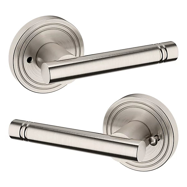 Baldwin Estate 5138 Privacy Lever with 5047 Rose in Lifetime Satin Nickel finish