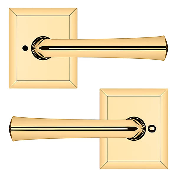 Baldwin Estate 5141 Privacy Lever with R033 Rose in Lifetime Polished Brass finish