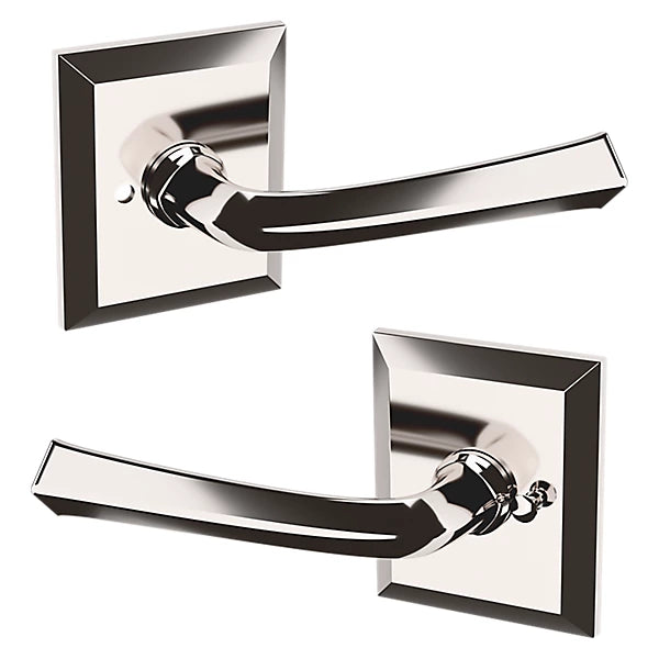 Baldwin Estate 5141 Privacy Lever with R033 Rose in Lifetime Polished Nickel finish