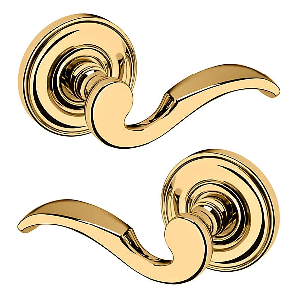 Baldwin Estate 5152 Passage Lever with 5017 Rose in Lifetime Polished Brass finish