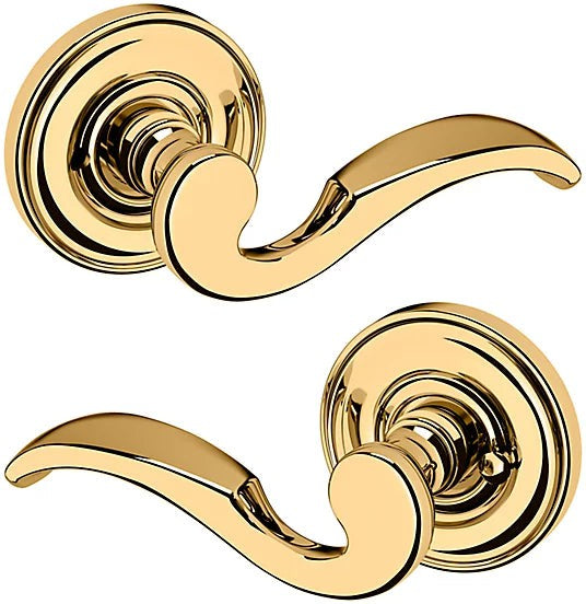 Baldwin Estate 5152 Privacy Lever with 5017 Rosette in Lifetime Polished Brass finish