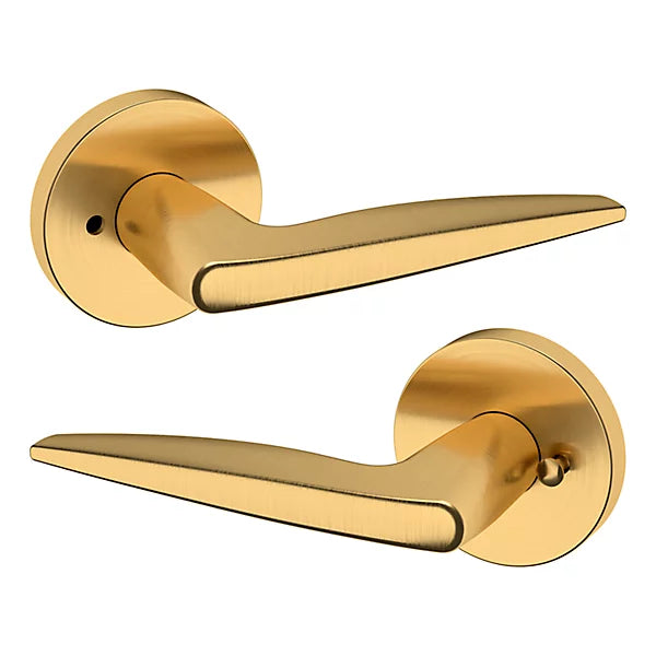 Baldwin Estate 5166 Privacy Lever with 5046 Rose in Lifetime Satin Brass finish