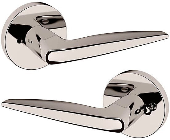 Baldwin Estate 5166 Privacy Lever with 5046 Rosette in Lifetime Polished Nickel finish