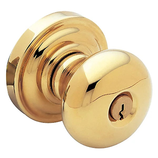 Baldwin Estate 5205 Keyed Classic Knob with Classic Rose in Lifetime Polished Brass finish