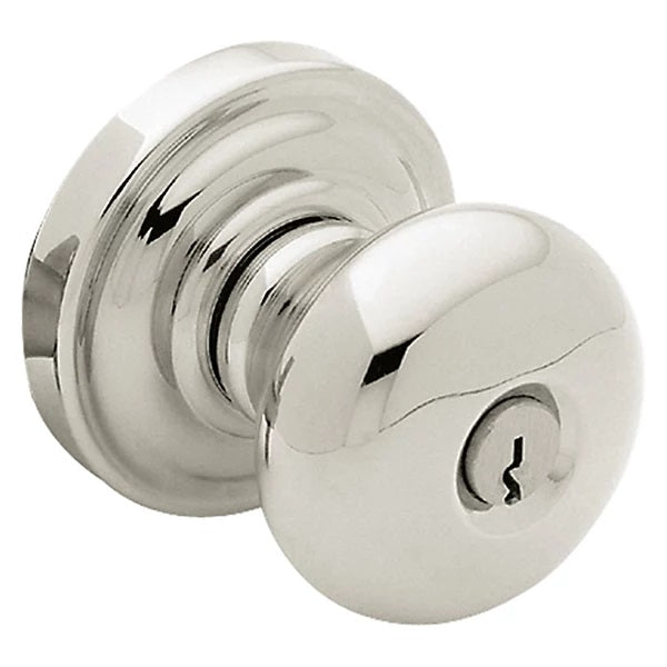 Baldwin Estate 5205 Keyed Classic Knob with Classic Rose in Lifetime Polished Nickel finish