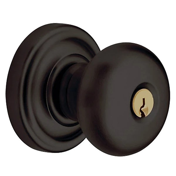 Baldwin Estate 5205 Keyed Classic Knob with Classic Rose in Oil Rubbed Bronze finish