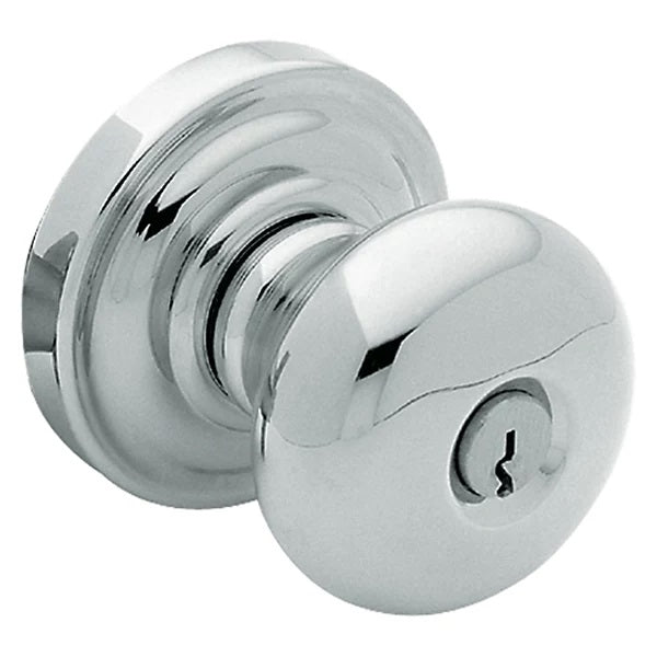 Baldwin Estate 5205 Keyed Classic Knob with Classic Rose in Polished Chrome finish