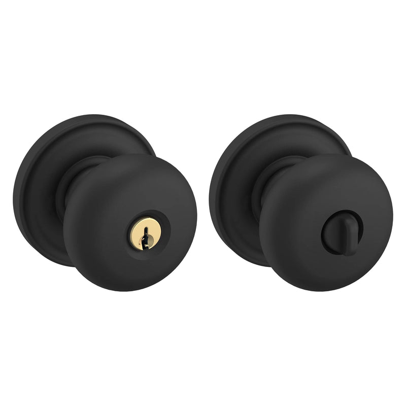 Baldwin Estate 5205 Keyed Classic Knob with Classic Rose in Satin Black finish