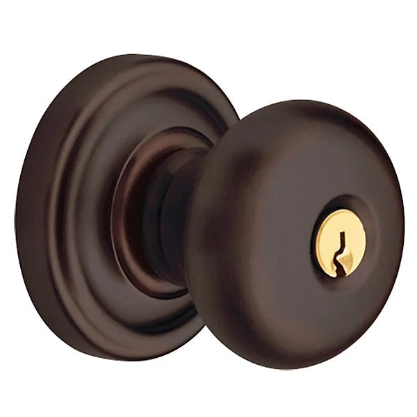 Baldwin Estate 5205 Keyed Classic Knob with Classic Rose in Venetian Bronze finish