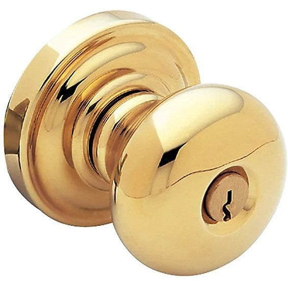 Baldwin Estate 5205 Keyed Classic Knob with Classic Rosette in Lifetime Polished Brass finish