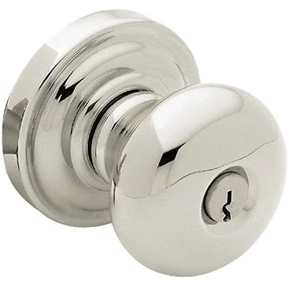 Baldwin Estate 5205 Keyed Classic Knob with Classic Rosette in Lifetime Polished Nickel finish